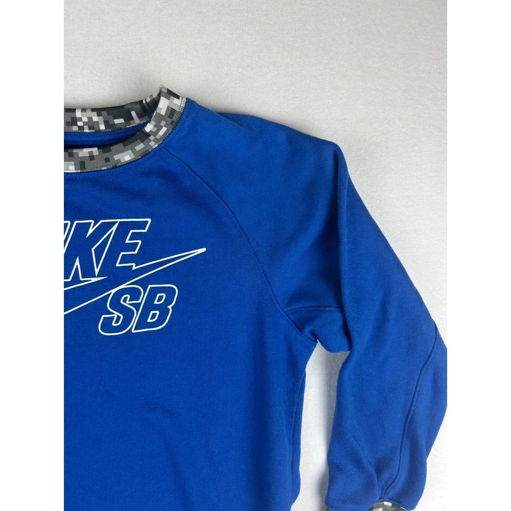 Nike SB Sweatshirt Boy's M‎ Blue Cotton Blend Long Sleeve Camo Skateboard